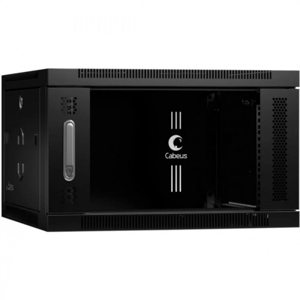 Шкаф коммутационный Cabeus (SH-05F-6U60/35-BK) настенный 6U 600x350мм пер.дв.стекл 30кг черный 290мм 14кг 220град. 368мм IP20 сталь