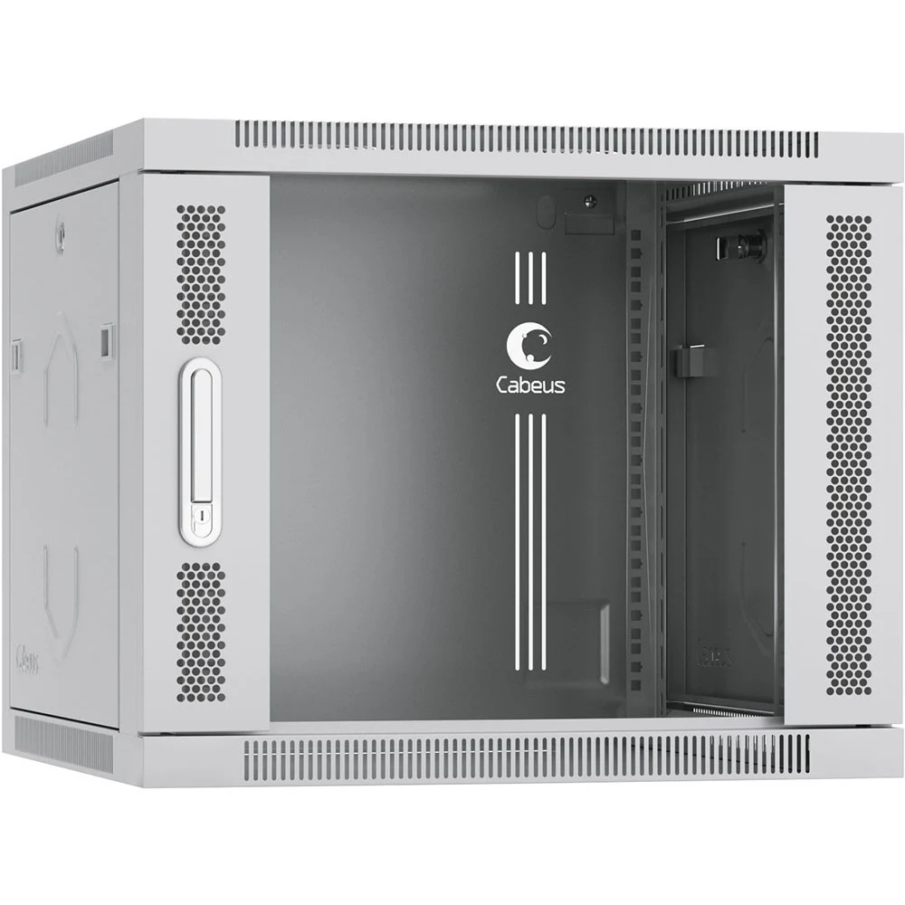 Cabeus SH-05F-9U60/60 Шкаф телекоммуникационный настенный 19" 9U 600x600x501mm (ШхГхВ) дверь стекло, цвет серый (RAL 7035)