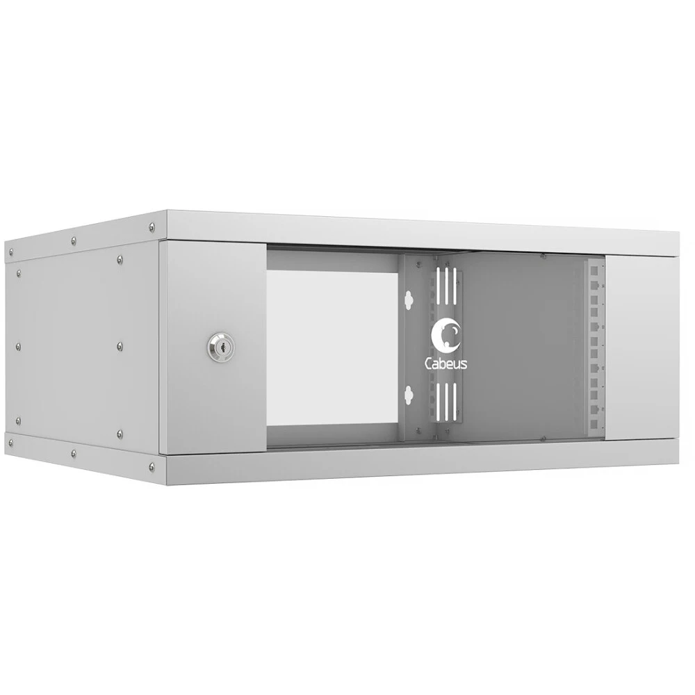 Шкаф коммутационный Cabeus (WSC-05D-4U55/45) настенный 4U 550x450мм пер.дв.стекл 30кг серый 340мм 10кг 220град. 230мм IP20 сталь