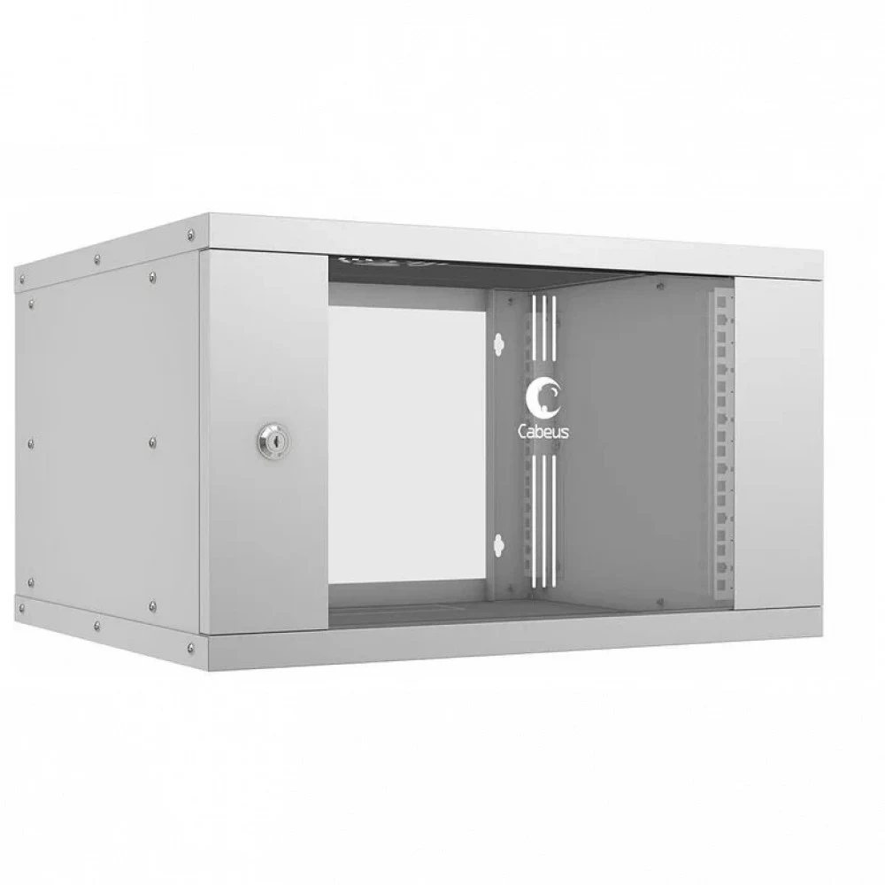 Шкаф коммутационный Cabeus (WSC-05D-6U55/45) настенный 6U 550x450мм пер.дв.стекл 30кг серый 390мм 11кг 220град. 320мм IP20 сталь