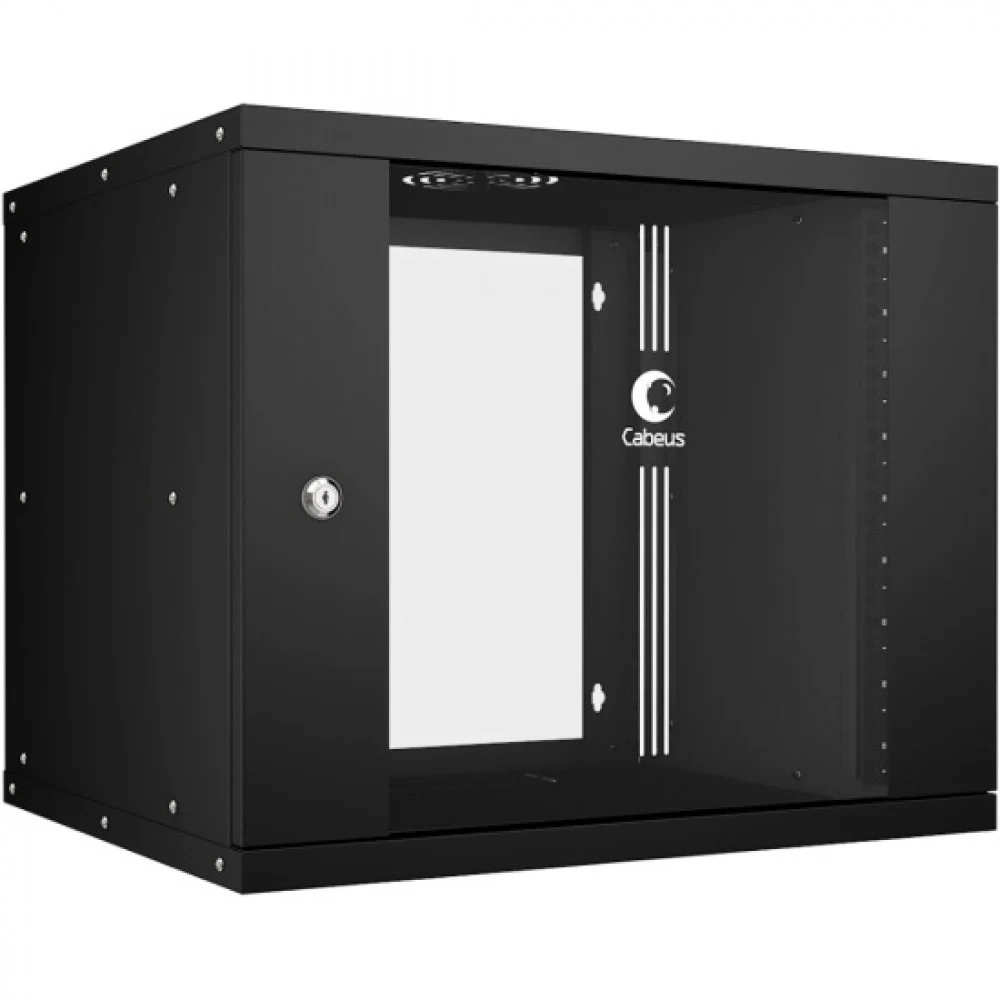 Шкаф коммутационный Cabeus (WSC-05D-9U55/45) настенный 9U 550x450мм пер.дв.стекл 30кг серый 340мм 14кг 220град. 450мм IP20 сталь