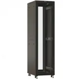 Шкаф Hyperline TTBR-4762-DD-RAL9004 Шкаф напольный 19-дюймовый, 47U, 2277x600х1200 мм (ВхШхГ), передняя и задняя распашные перфорированные двери (75%), ручка с замком, цвет черный (RAL 9004)(разобра