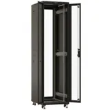 Шкаф Hyperline TTBR-4762-DD-RAL9004 Шкаф напольный 19-дюймовый, 47U, 2277x600х1200 мм (ВхШхГ), передняя и задняя распашные перфорированные двери (75%), ручка с замком, цвет черный (RAL 9004)(разобра