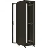 Шкаф Hyperline TTBR-4762-DD-RAL9004 Шкаф напольный 19-дюймовый, 47U, 2277x600х1200 мм (ВхШхГ), передняя и задняя распашные перфорированные двери (75%), ручка с замком, цвет черный (RAL 9004)(разобра