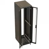 Шкаф Hyperline TTBR-4762-DD-RAL9004 Шкаф напольный 19-дюймовый, 47U, 2277x600х1200 мм (ВхШхГ), передняя и задняя распашные перфорированные двери (75%), ручка с замком, цвет черный (RAL 9004)(разобра