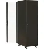 Hyperline TTBR-4261-AS-RAL9004 Шкаф напольный 19-дюймовый, 42U, 2055х600х1000 мм (ВхШхГ), передняя стеклянная дверь со стальными перфорированными боковинами, задняя дверь сплошная, ручка с замком, ц