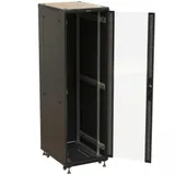 Hyperline TTBR-4261-AS-RAL9004 Шкаф напольный 19-дюймовый, 42U, 2055х600х1000 мм (ВхШхГ), передняя стеклянная дверь со стальными перфорированными боковинами, задняя дверь сплошная, ручка с замком, ц
