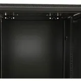 Hyperline TWB-0645-SR-RAL9004 Шкаф настенный 19-дюймовый (19"), 6U, 367x600х450мм, металлическая передняя дверь с замком, две боковые панели, цвет черный (RAL 9004) (разобранный)