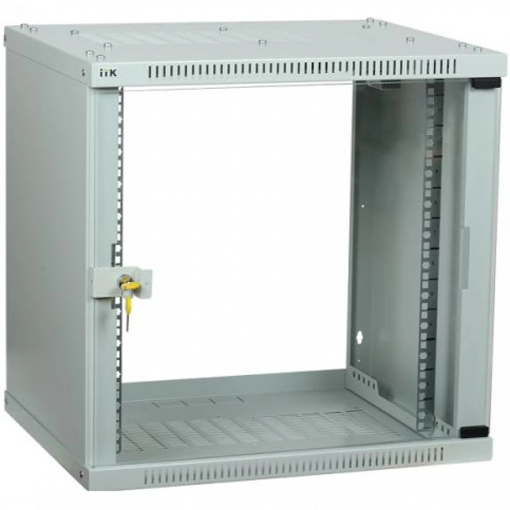 Шкаф коммутационный ITK Linea WE (LWE3-15U66-GF) настенный 15U 600x600мм пер.дв.стекл направл.под закл.гайки 50кг серый 550мм 22.3кг 200град. 715мм IP20 IK08 сталь