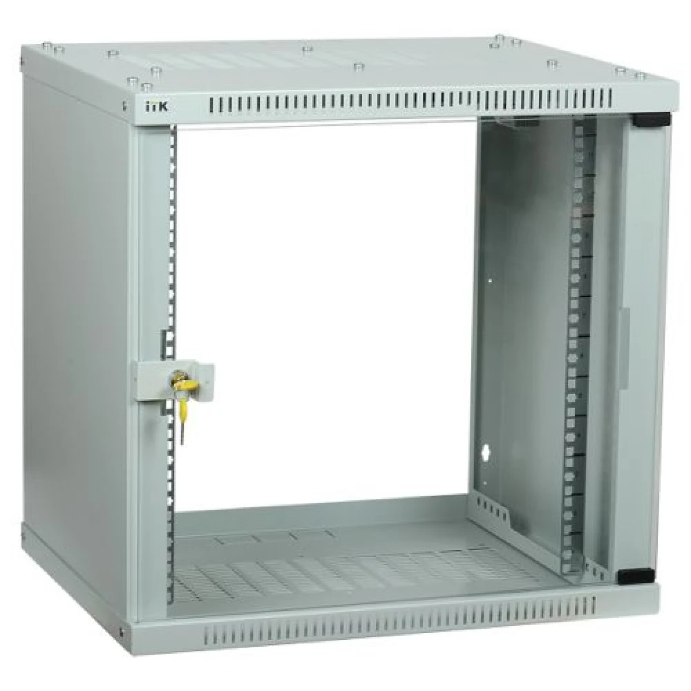 Шкаф коммутационный ITK Linea WE (LWE3-06U66-GF) настенный 6U 600x600мм пер.дв.стекл направл.под закл.гайки 50кг серый 550мм 14.3кг 200град. 320мм IP20 IK08 сталь