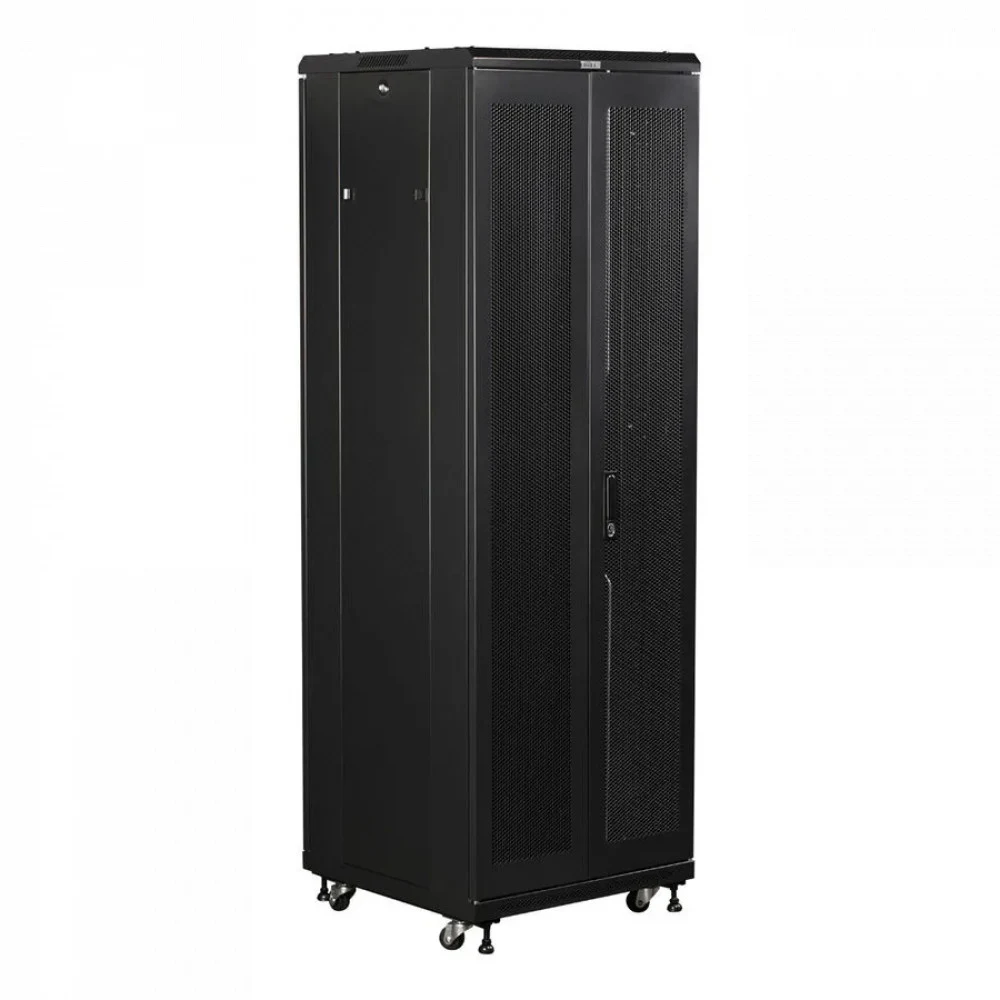 Шкаф серверный Lanmaster (TWT-CBB-42U-8X10-G1) напольный 42U 800x1000мм пер.дв.стекл задн.дв.двуст. 2 бок.пан. 800кг черный IP20