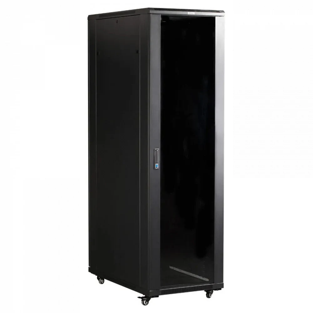 Шкаф коммутационный Lanmaster (TWT-CBB-42U-6X10-P1) напольный 42U 600x1000мм пер.дв.перфор. задн.дв.перфор.2-хст. 2 бок.пан. направл.под закл.гайки 800кг черный IP20 сталь