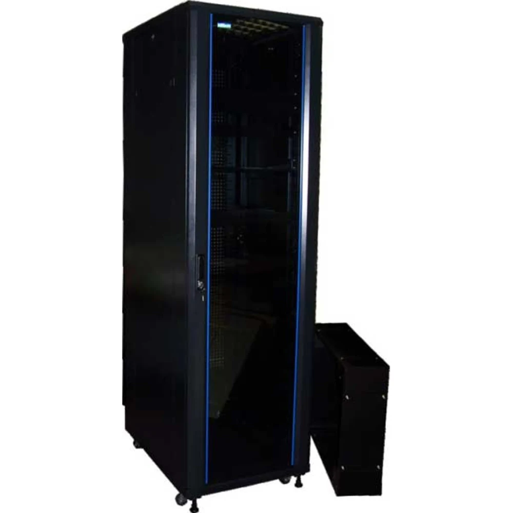 Шкаф коммутационный Lanmaster (TWT-CBB-42U-6X8-G1) напольный 42U 600x800мм пер.дв.стекл задн.дв.спл.стал.лист 2-хст. 2 бок.пан. 800кг черный IP20
