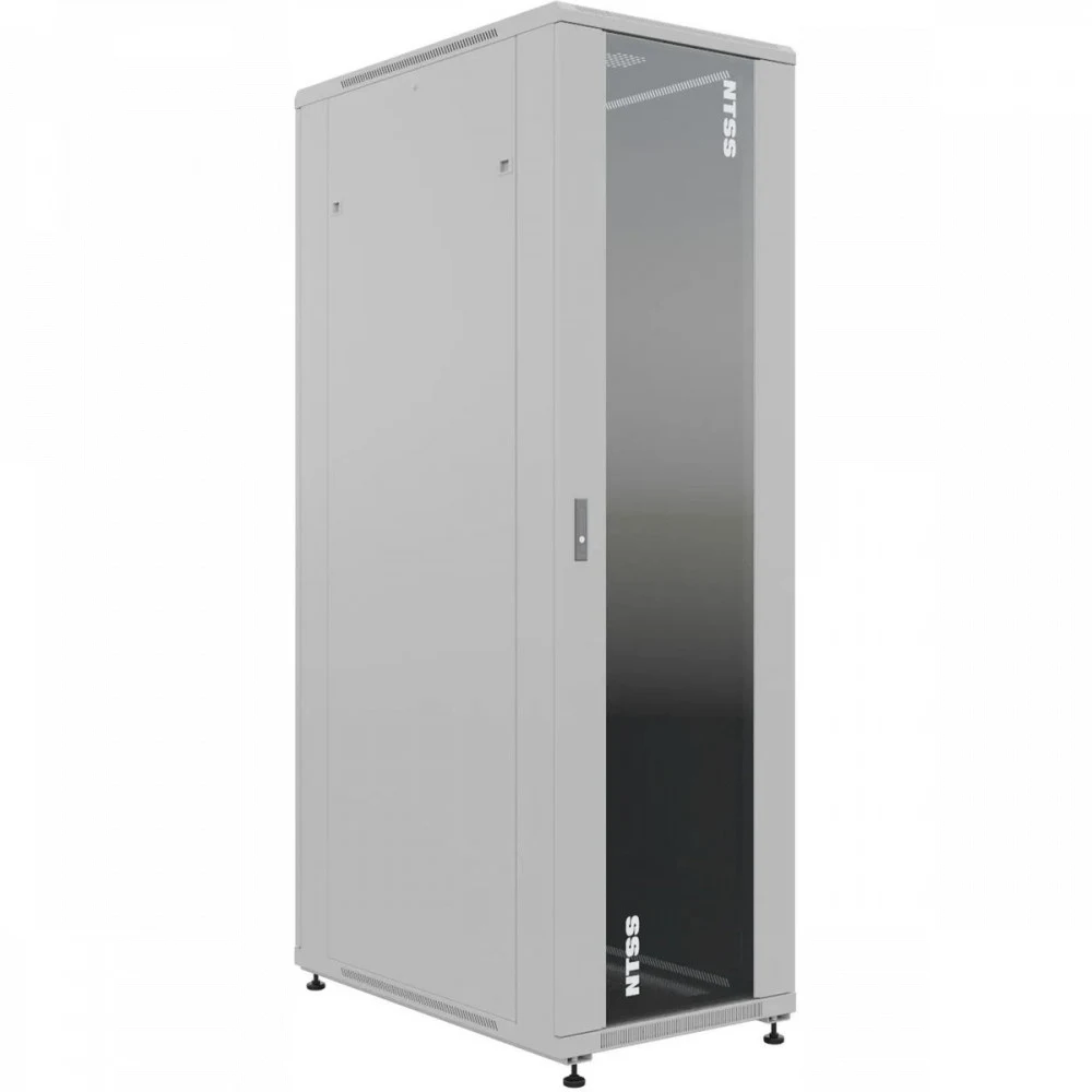 Шкаф серверный NTSS Премиум (NTSS-R42U80100GS) напольный 42U 800x1000мм пер.дв.стекл металл 900кг серый 910мм 134кг 1987мм IP20 сталь