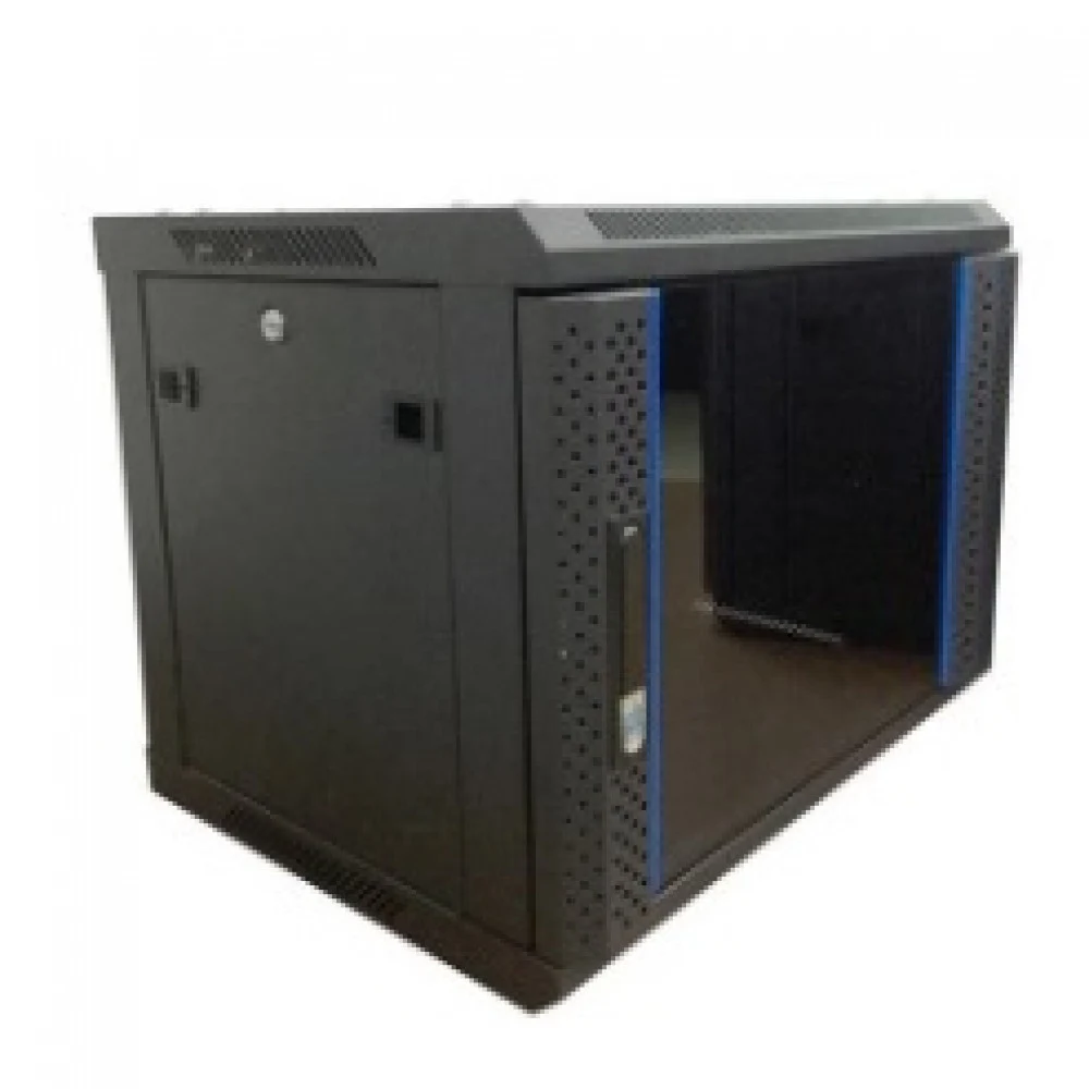 [W12U45R] Настенный шкаф Wize Pro [W12U45R] 19", 12U, 600х450 мм, стеклянная передняя дверь, задняя стенка металлическая, неоткидная, рэковые гайки: 10 шт, макс. вес нагрузки 60 кг, сталь, черный, у