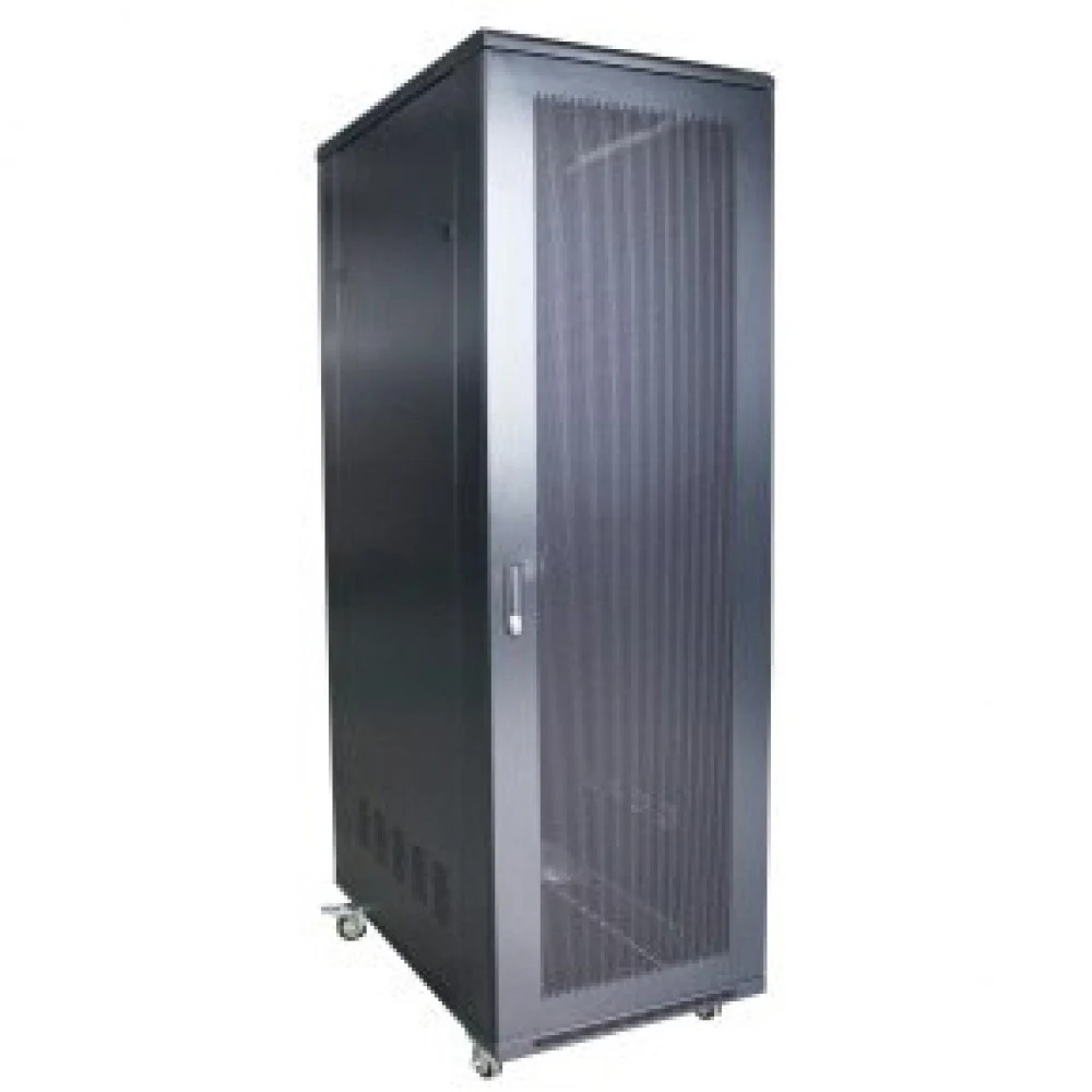 [W27U100R-M] Рэковая стойка Wize Pro [W27U100R-M] 19, 27U, 600х1000 мм, передняя и задняя двери металлические перфорированные, колеса, рэковые гайки: 20 шт, макс. вес нагрузки 800 кг, сталь, черный