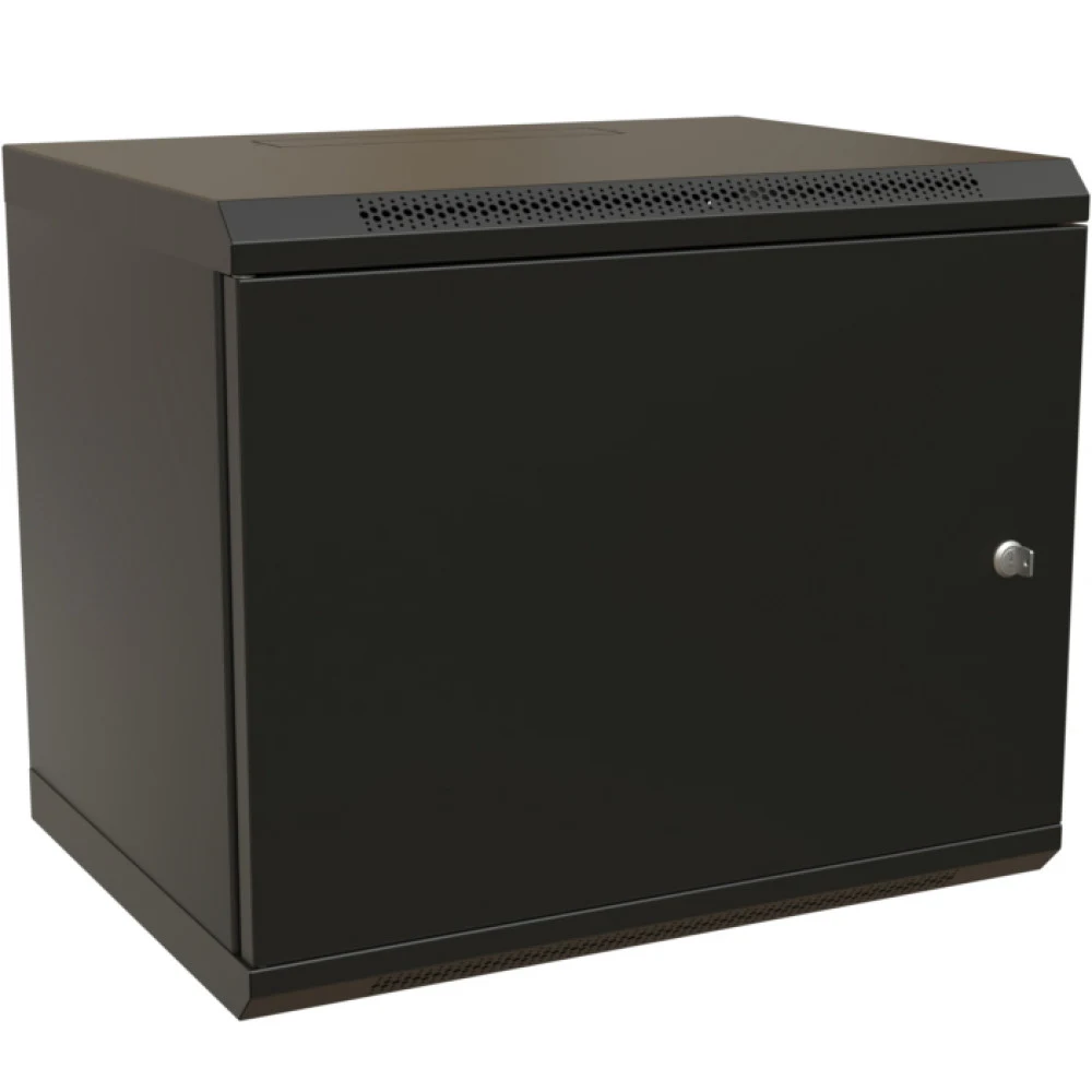 Шкаф Hyperline WRline WR-TW-1545-SR-RAL9004 настенный 19-дюймовый (19"), 15U, 775x600х450мм, цельнометаллическая дверь с замком, цвет черный (RAL9004) (разобранный)
