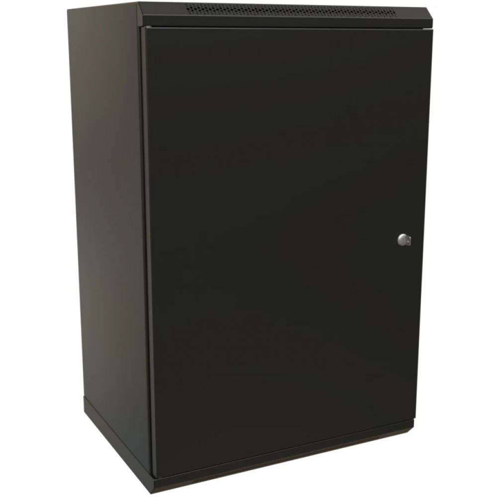 WRline WR-TW-2245-SR-RAL9004 Шкаф настенный 19-дюймовый (19"), 22U, 1086x600х450мм, цельнометаллическая дверь с замком, цвет черный (RAL 9004) (разобранный)