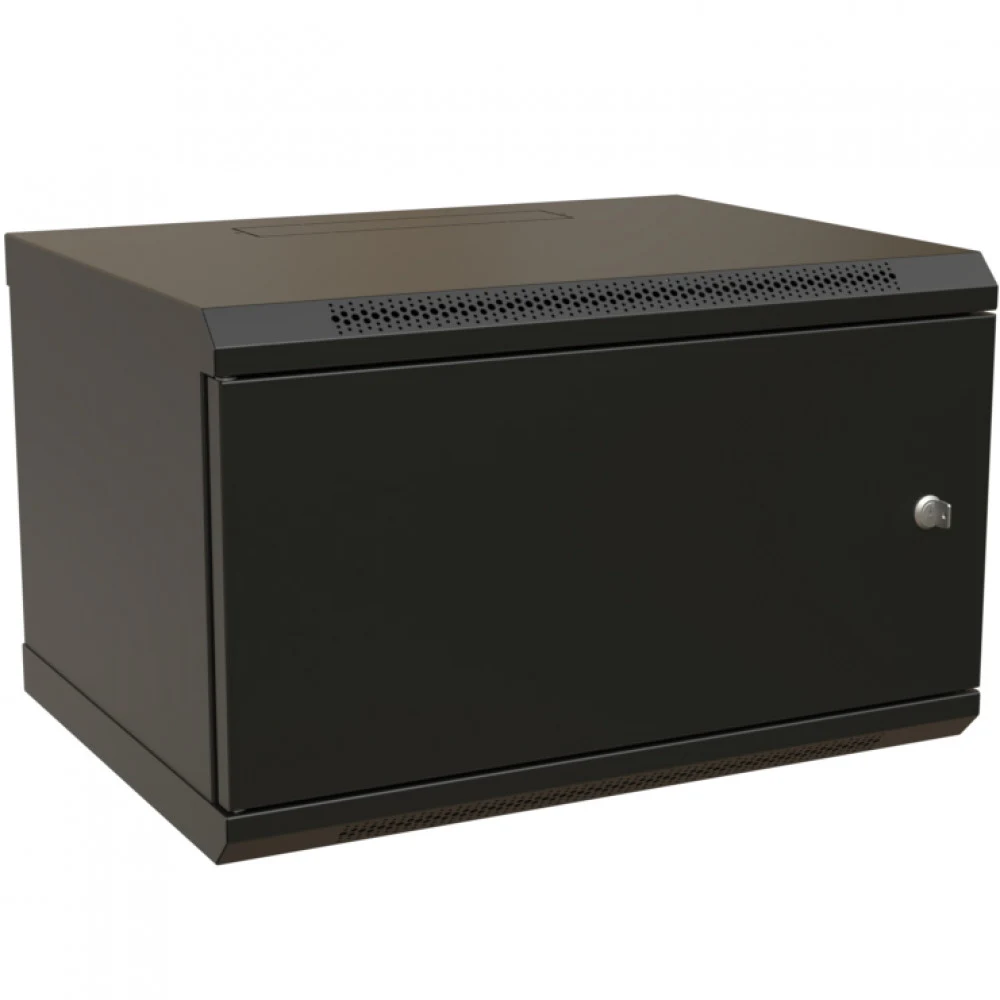 Шкаф Hyperline WRline WR-TW-0945-SR-RAL9004 настенный 19-дюймовый (19"), 9U, 500x600х450мм, цельнометаллическая дверь с замком, цвет черный (RAL9004) (разобранный)