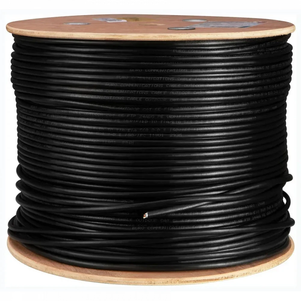 Кабель сетевой Buro BU-COP-050-OUTDOOR UTP 4 пары cat.5E solid 0.50мм Cu 305м черный outdoor стальной трос