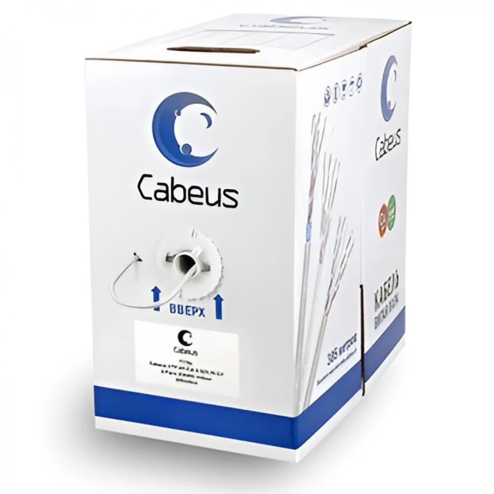 Cabeus UTP-4P-Cat.6-SOLID-GY Кабель витая пара UTP (U/UTP), категория 6, 4 пары (23 AWG), одножильный, PVC нг(А)-LS, серый (305 м)