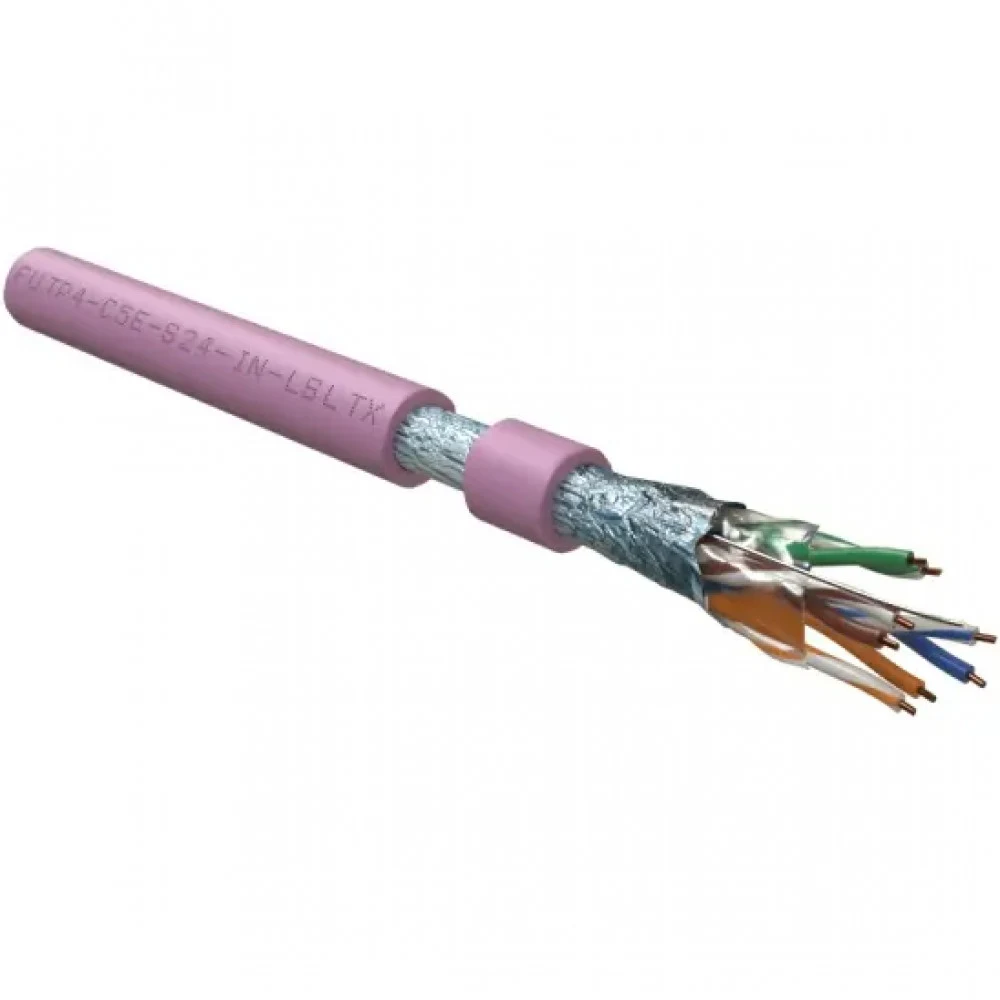 Hyperline FUTP4-C5E-S24-IN-LSLTX-PK-305 (305 м) Кабель витая пара, экранированный F/UTP, общий экран фольга, категория 5e, 4 пары 24 AWG, 4х2х0,51 мм, однопроволочные жилы, нг(А)-LSLTx, внутренний -
