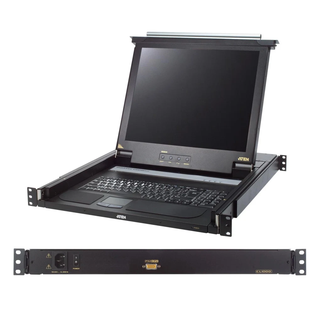 ЖК-монитор 17" с клавиатурой, выдвижной, 1U, RAL 7021/ Console with LCD screen 17"