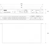 Hyperline ATS-R-128H0812-Intelligent Блок розеток с функцией авт. включения резервного питания (АВР/ATS) 19", горизонт., 1U, 6хIEC320 C13, 2хIEC320 C19, 220V, 16А, каб. пит. 3х1.5 мм2 вилка DIN 4944