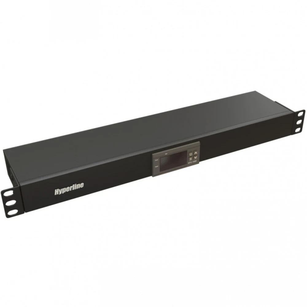 Панель Hyperline TMP-230V/2w-RAL9004 Микропроцессорная контрольная панель, 1U, для всех шкафов 19'', подключение до двух устройств, датчик температуры, кабель питания, цвет черный (RAL 9004)