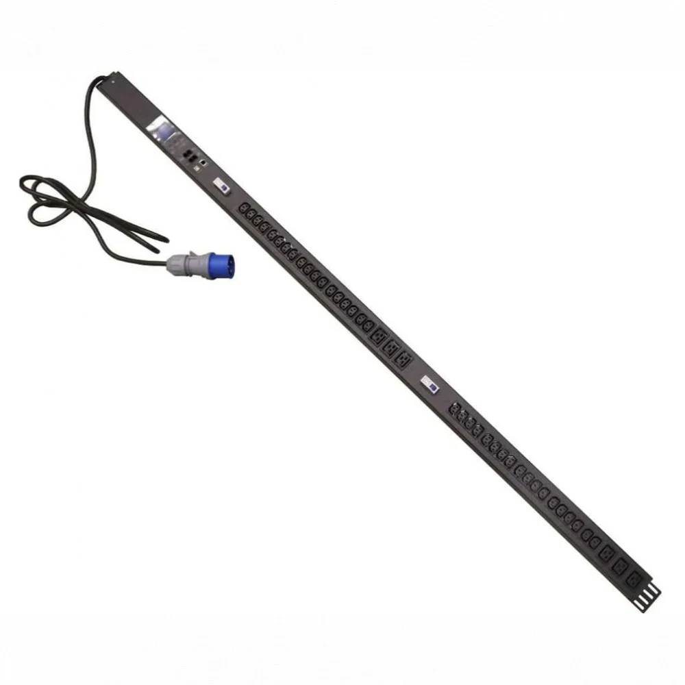 Блок распределения питания Lanmaster TWT-PDVMT1-6X36-32A верт.размещ. 6xC19 36xC13 с мониторингом 32A IEC 309 3м