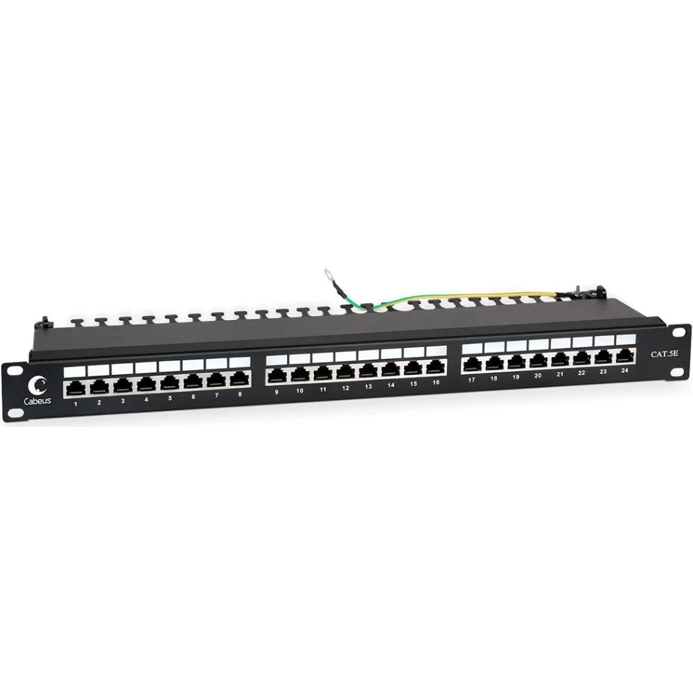 Cabeus PL-24-Cat.5e-SH-Dual IDC Патч-панель 19""(1U), 24 порта RJ-45 полностью экранированная, категория 5e, Dual IDC