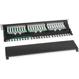 Cabeus PL-24-Cat.5e-SH-Dual IDC Патч-панель 19"(1U), 24 порта RJ-45 полностью экранированная, категория 5e, Dual IDC