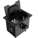 [WRTS-06BOXQI-B] Прямоугольный металлический корпус Wize Pro [WRTS-06BOXQI-B] для модульной системы врезного лючка в стол с откидывающейся крышкой,до 6 модулей-вставок, беспроводная зарядка 10Вт для