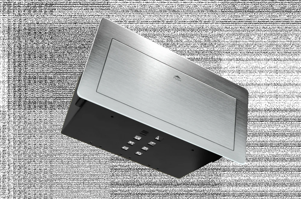[WRTS-11BOX-S] Металлический корпус Wize Pro [WRTS-11BOX-S] для модульной системы врезного лючка в стол с убирающейся крышкой, предустановленная рамка, серебристый