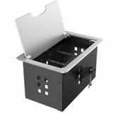 [WRTS-12BOX-S] Прямоугольный металлический корпус Wize Pro [WRTS-12BOX-S] для модульной системы врезного лючка в стол с откидывающейся крышкой, до12 модулей-вставок, преустановленная рамка,серебр.