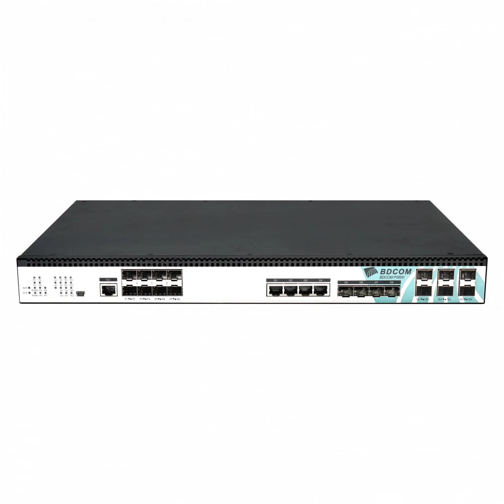 OLT BDCOM P3600-08E-2AC с 8 портами GEPON (SFP), 4GE, 4 SFP, 6 SFP+, 2*AC