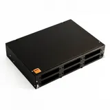 Hyperline FO-19V-2U-6xSLT-W130H30-48UN-BK Бокс оптический универсальный 19" выдвижной, с полкой, от 8 до 48 портов (SC, duplex LC, ST, FC), со сплайс пластиной, без пигтейлов и проходных адаптеров,