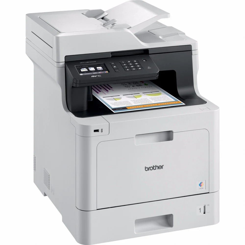 DCPL8410CDWR1 - МФУ Brother DCP-L8410CDW, цветной лазерный, A4, 512Мб, 31стр/мин, PCL, дуплекс, ADF50, GigaLAN, WiFi, 1 лоток на 250л, старт.картриджи 3000стр. (чёрный), 1800стр. (цветные), европейс