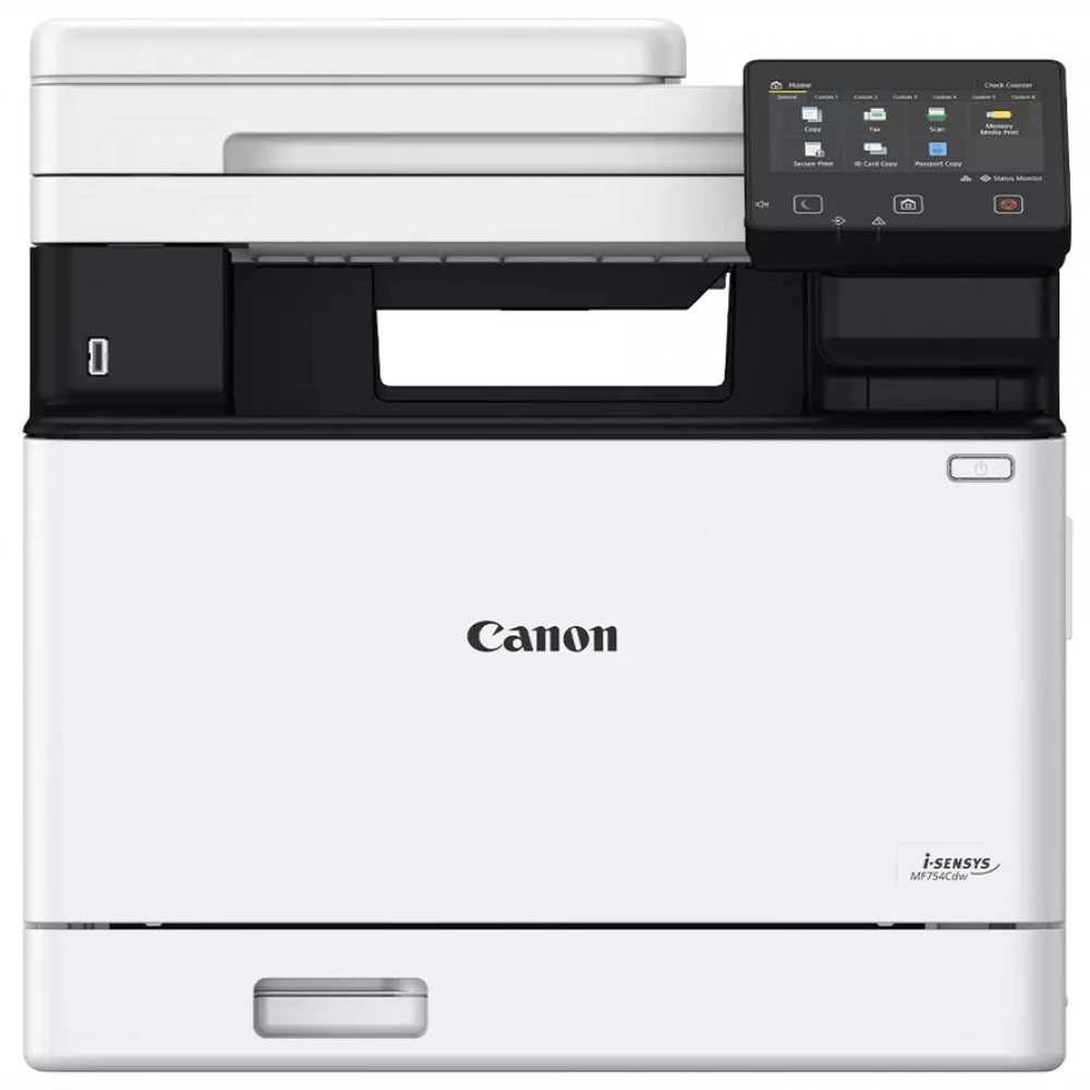 Цветное МФУ, Canon, i-SENSYS MF754CDW, 5455C023AA, Лазерное, A4, 33 стр./мин., Подача 300 листов, Двусторонний автоподатчик документов, Сенсорный дисплей 5", 1.2 ГГц CPU, 1 ГБ RAM, USB 2.0, Ethernet