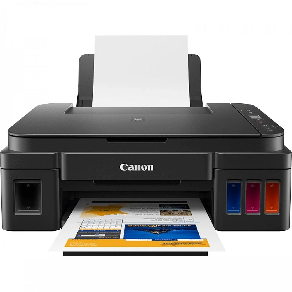 Цветное МФУ, Canon, Pixma G2410, 2313C009AA, A4, PGBK/C/M/Y, 11 изобр./мин, ёмкость - 100 листов, 3.5 мс/линия, 100–240 В пер. тока, 50/60 Гц, USB, черный (2 картриджа FINE)