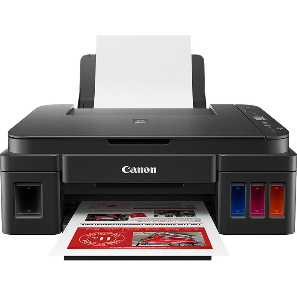 Цветное МФУ, Canon, Pixma G3410, 2315C009AA, Струйное, A4, 8,8 изобр./мин. (A4), Чернила GI-490, СНПЧ, Подача 100 листов, Планшетный сканер, 19 сек., ЖК-экран 1,2", USB 2.0, Wi-Fi