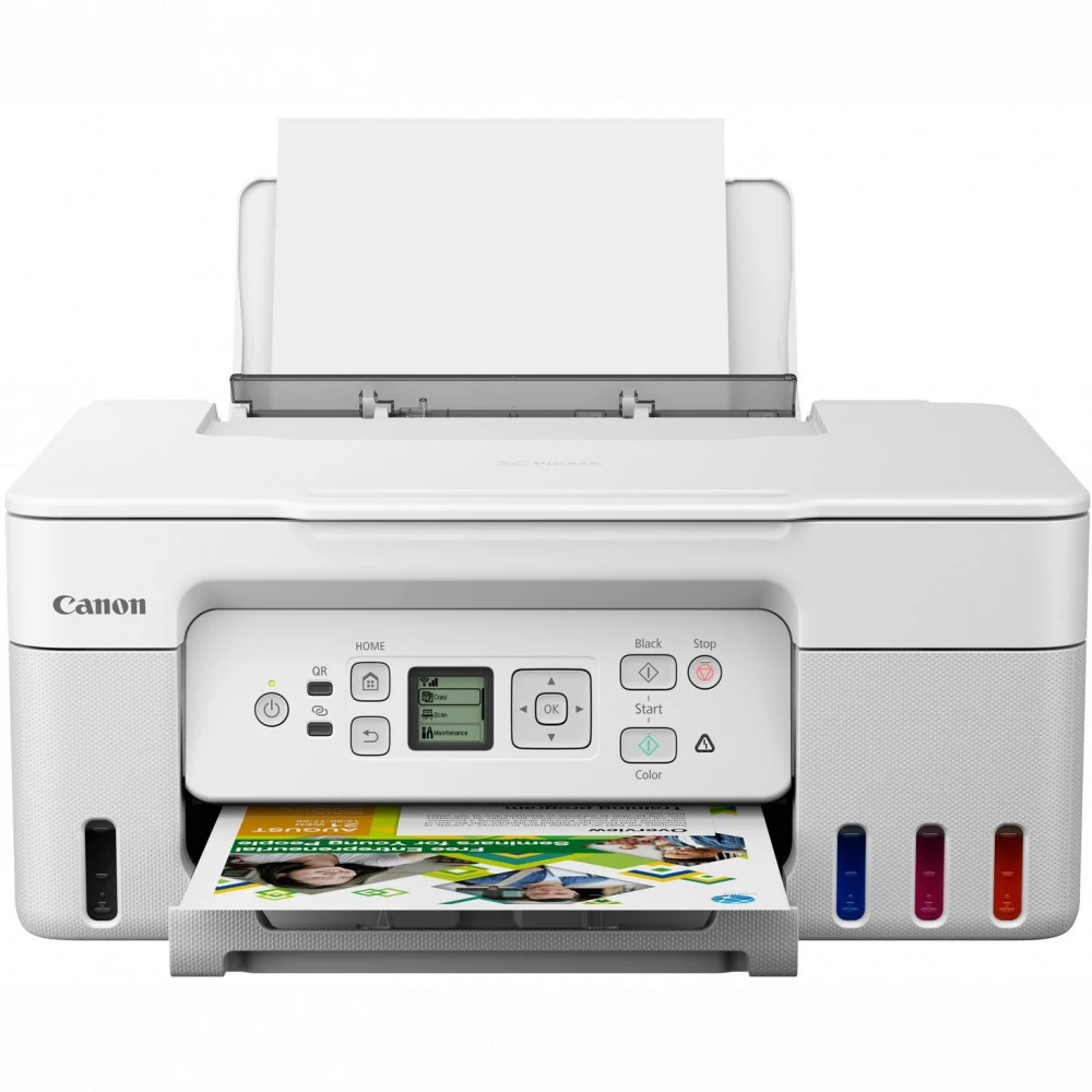 Цветное МФУ, Canon, Pixma G3470, 5805C029AA, Струйное, A4, 11 изобр./мин. (A4), Чернила GI-41, СНПЧ, Подача 100 листов, Планшетный сканер, 1,5 мс/линия, ЖК-экран 1,35", USB 2.0, Wi-Fi, белый