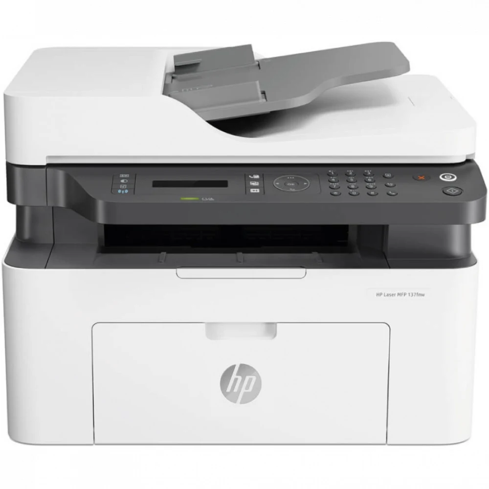 Лазерное многофункциональное устройство HP Laser MFP 137fnw (p/c/s/f , A4, 1200dpi, 20 ppm, 128Mb, ADF40 (B5) ,USB 2.0/ Wi-Fi/Eth10/100, AirPrint,1tray 150, cartridge 500 pages in box, repl.SS296C)