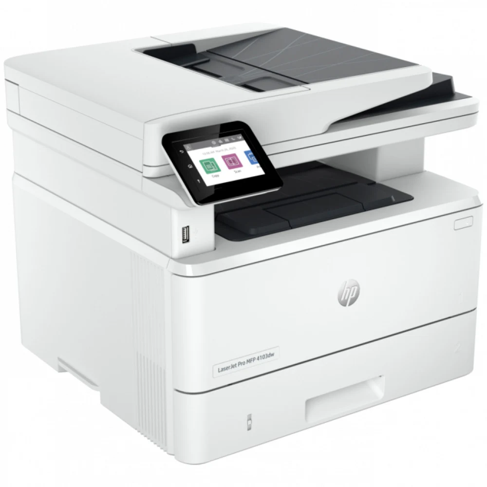 МФУ HP 2Z627A LaserJet Pro MFP M4103dw Printer (A4) , Printer/Scanner/Copier/ADF, 1200 dpi, 40 ppm, 512 Mb, 1200 MHz, tray 100 +250 pages, USB+Ethernet+WiFi, Print Duplex, Duty cycle 80K pages, cart
