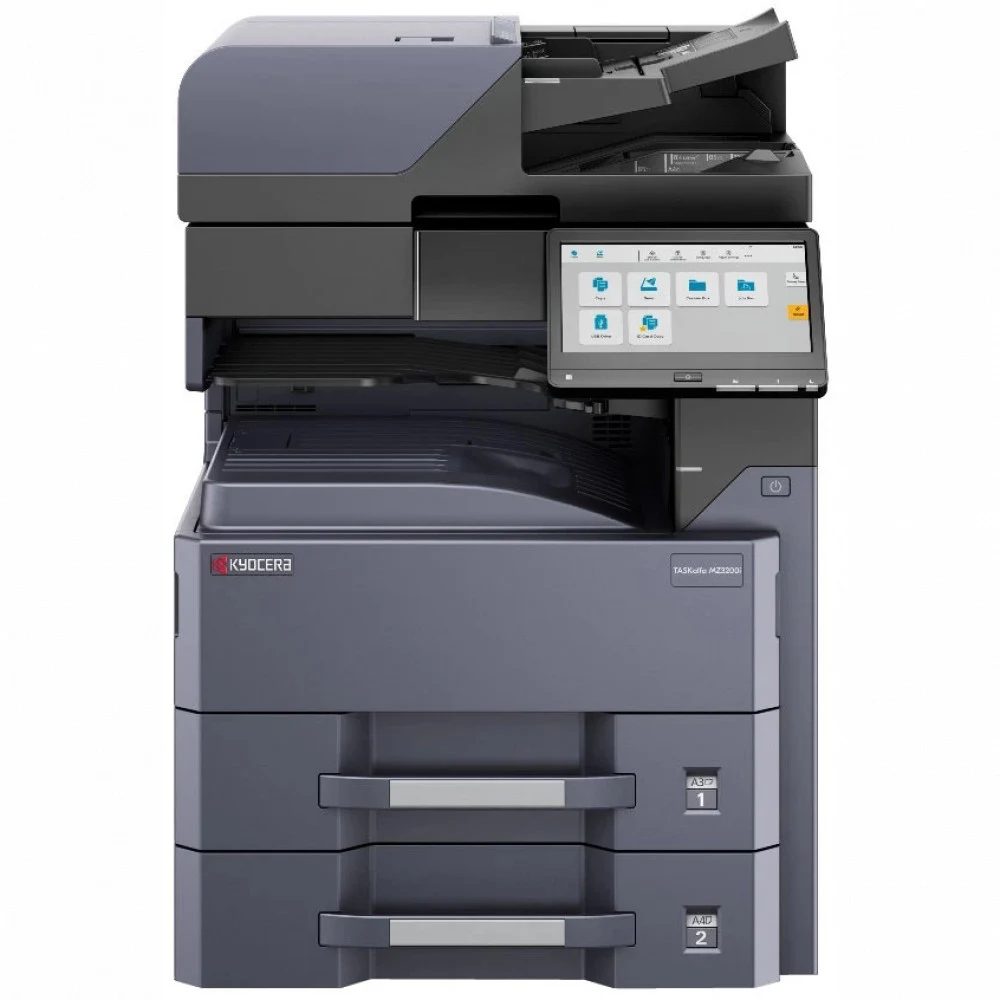 МФУ лазерное Kyocera TASKalfa MZ3200i (A3), монохромное, Printer/Scanner/Copier, 1200x1200 dpi, 32/17 ppm (A4/A3), 4 GB+32 GB SSD, 1.6 GHz, tray 100+1000 sheets, USB+Ethernet, Duplex, 10.1" touchscr