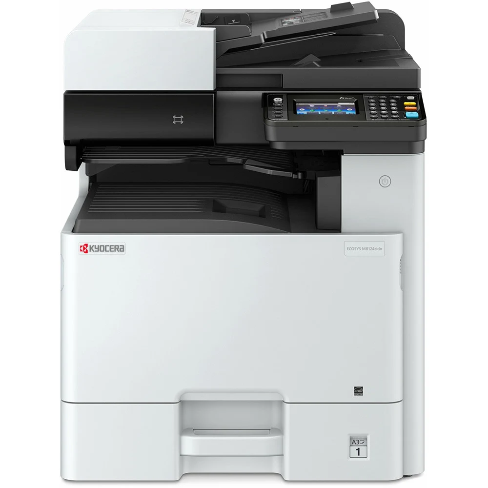 МФУ лазерное Kyocera ECOSYS M8130cidn (A3), Printer/Scanner/Copier, цветное, 1200x1200 dpi, 30/15 ppm (A4/A3), 1.5 GB, 1.2 GHz, tray 100+500 sheets, USB+Ethernet, Duplex, 50-sheet ADF, drum 200k, st