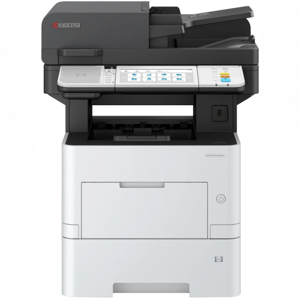 МФУ лазерное Kyocera ECOSYS MA5500ifx (A4), монохромное, Printer/Scanner/Copier/Fax, 1200x1200 dpi, 55 ppm, 1.5 GB, 1.4 GHz, tray 100+500 sheets, DADF 100 sheets, USB+Ethernet, Duplex, 7" touchscree