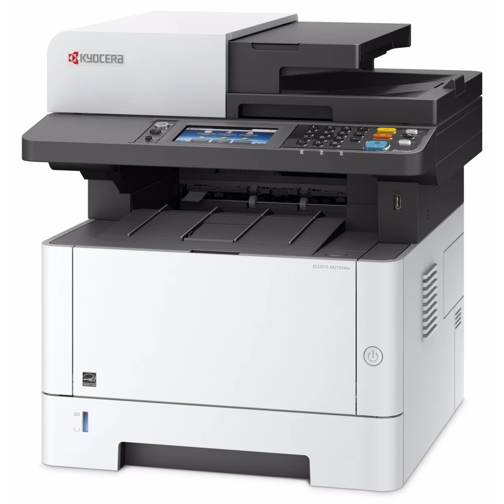 МФУ лазерное Kyocera ECOSYS M2735dw (A4), монохромное, Printer/Scanner/Copier/Fax, 1200x1200 dpi, 35 ppm, 512 MB, 800 MHz, tray 100+250 sheets, ADF 50 sheets, USB+Ethernet+Wi-Fi, Duplex, EcoPrint, d