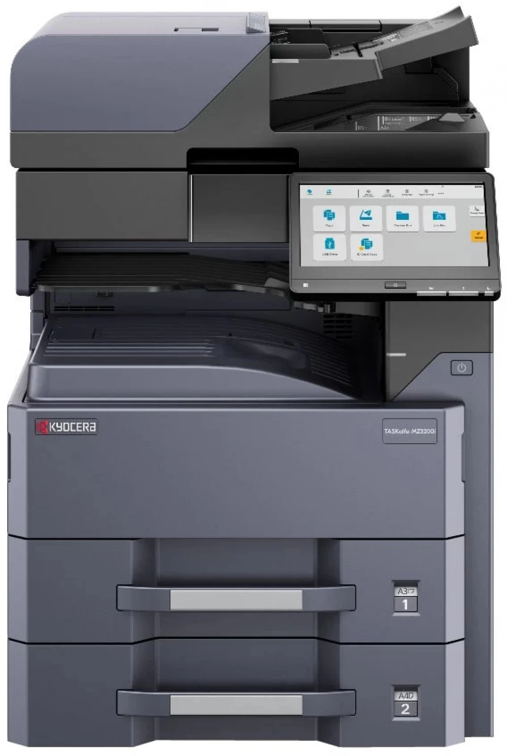 МФУ лазерное Kyocera TASKalfa MZ4000i (A3), монохромное, Printer/Scanner/Copier, 1200x1200 dpi, 40/21 ppm (A4/A3), 4 GB+32 GB SSD, 1.6 GHz, tray 100+1000 sheets, USB+Ethernet, Duplex, 10.1" touchscr