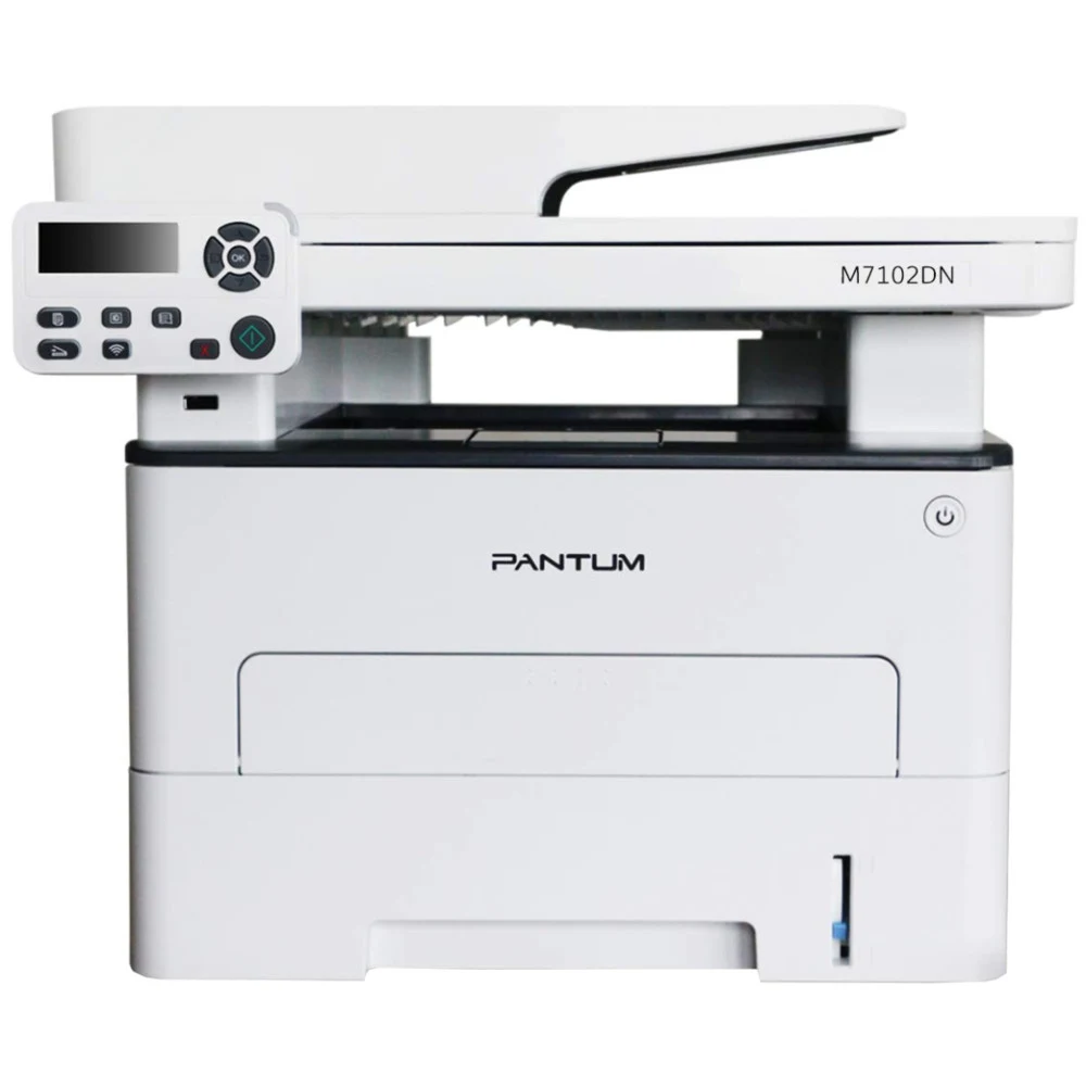 Лазерное многофункциональное устройство Pantum M7102DN, P/C/S, Mono laser, A4, 33 ppm (max 60000 p/mon), 525 MHz, 1200x1200 dpi, 256 MB RAM, PCL/PS, Duplex, ADF50, paper tray 250 pages, USB, LAN, st